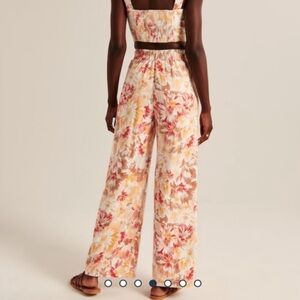 Abercrombie Wide Leg Floral  Linen Pants NWT